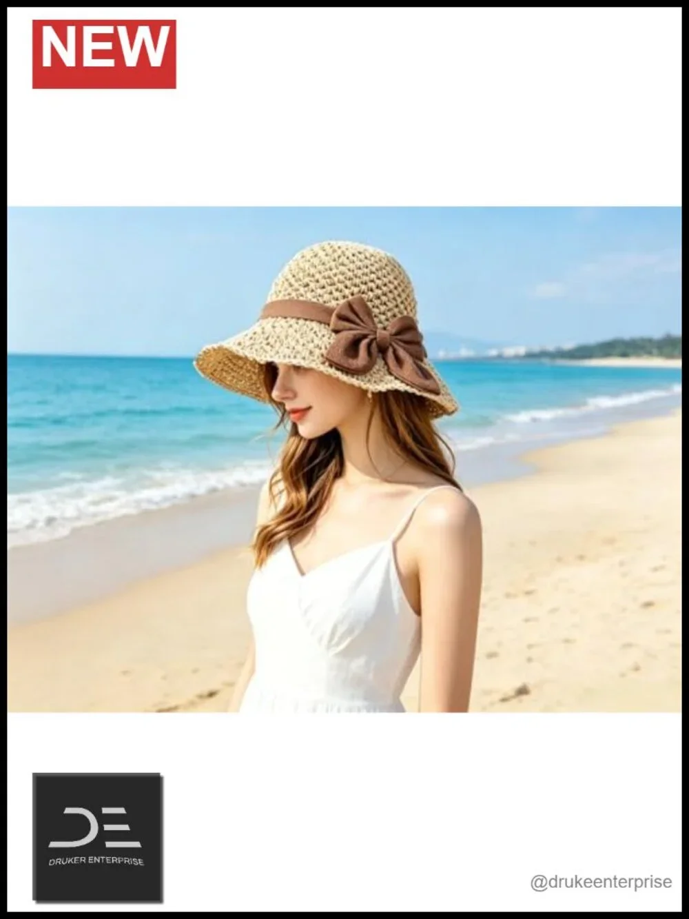 Vintage Bowknot Straw Cloche Hat with UV Protection Floppy Sun Hat Roll Up